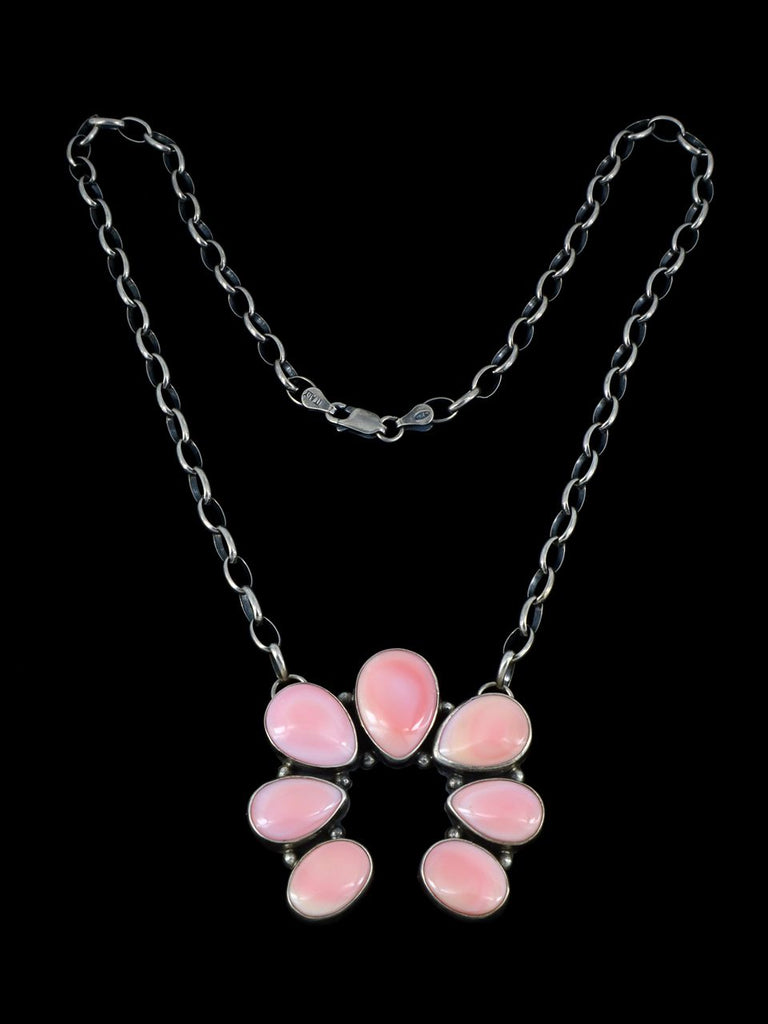 Navajo Pink Conch Shell Naja Cluster Link Chain Necklace - PuebloDirect.com
