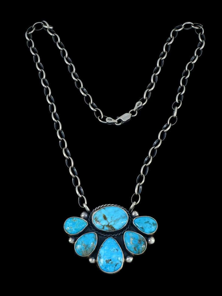 Navajo Turquoise Cluster Link Chain Necklace - PuebloDirect.com