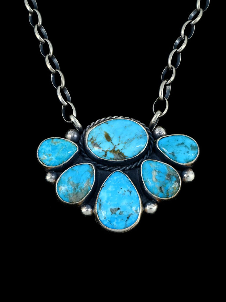 Navajo Turquoise Cluster Link Chain Necklace - PuebloDirect.com