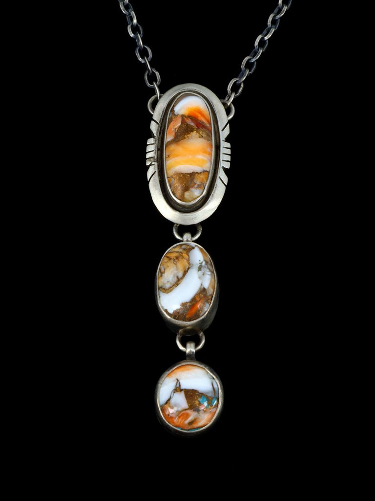 Native American Jewelry Sterling Silver Spiny Oyster Necklace - PuebloDirect.com