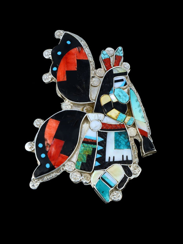Zuni Inlay Butterfly Dancer Pin/Pendant - PuebloDirect.com