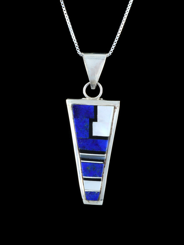 Native American Jewelry Sterling Silver Zuni Inlay Pendant - PuebloDirect.com