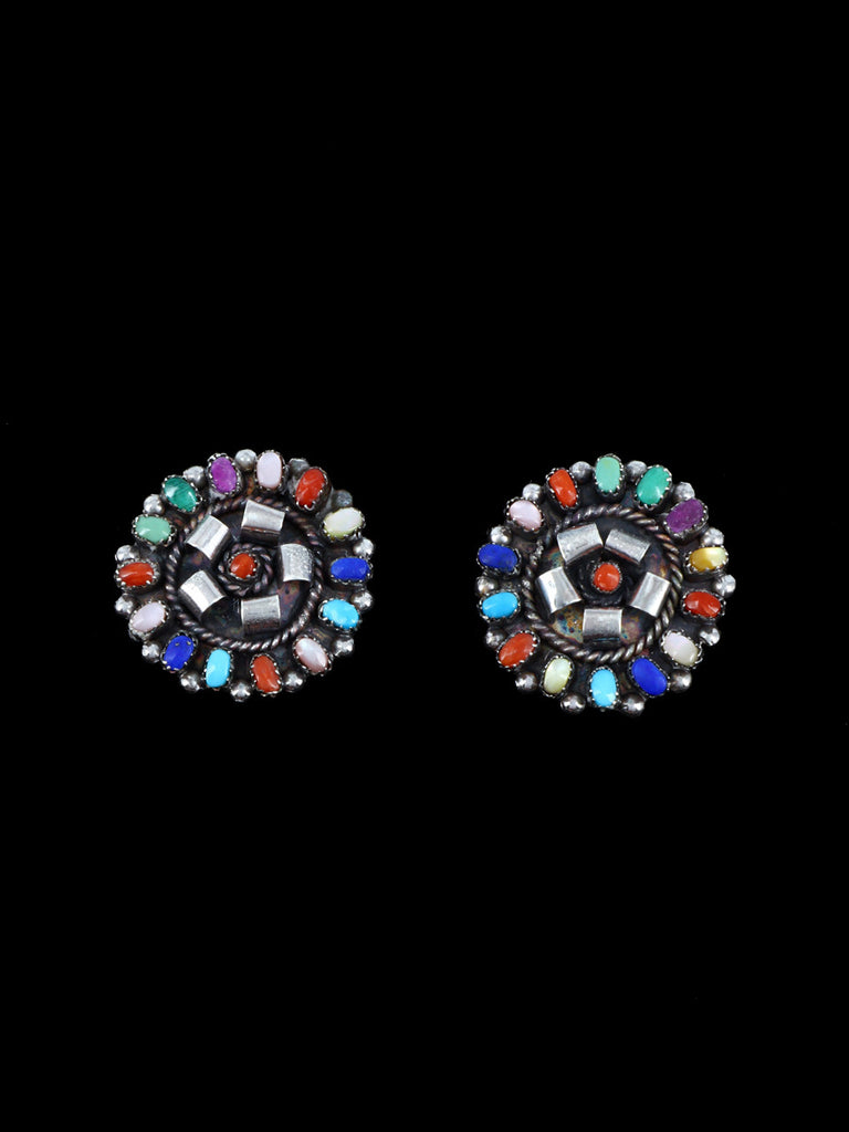 Native American Indian Jewelry Multi-stone Post Zuni Earrings - PuebloDirect.com