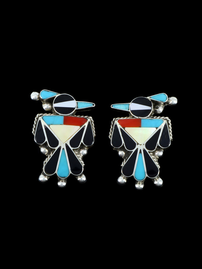 Zuni Inlay Post Thunderbird Earrings - PuebloDirect.com
