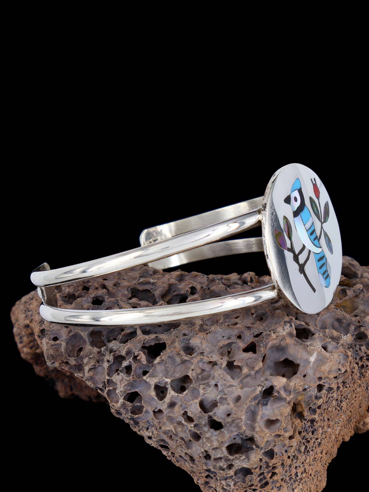 Native American Zuni Pueblo Inlay Bird Bracelet - PuebloDirect.com