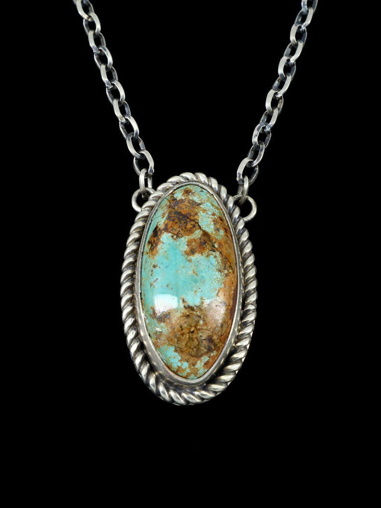 Navajo Sterling Silver Turquoise Link Necklace - PuebloDirect.com