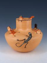 Cuenco de cerámica de lagarto Zuni Pueblo enrollado a mano