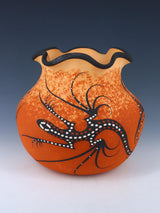 Zuni Pueblo Lagarto Jarrón de Cerámica Hecho a Mano