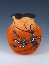 Zuni Pueblo Lagarto Jarrón de Cerámica Hecho a Mano