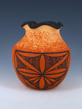 Zuni Pueblo Lagarto Jarrón de Cerámica Hecho a Mano