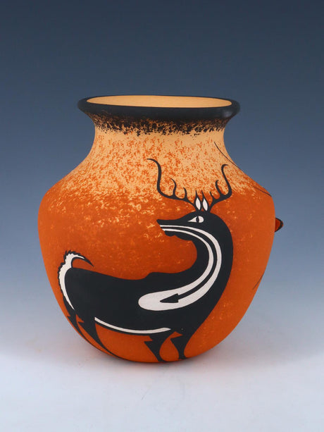 Zuni Pueblo Lagarto Jarrón de Cerámica Hecho a Mano