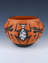 Cuenco de cerámica de lagarto Zuni Pueblo enrollado a mano