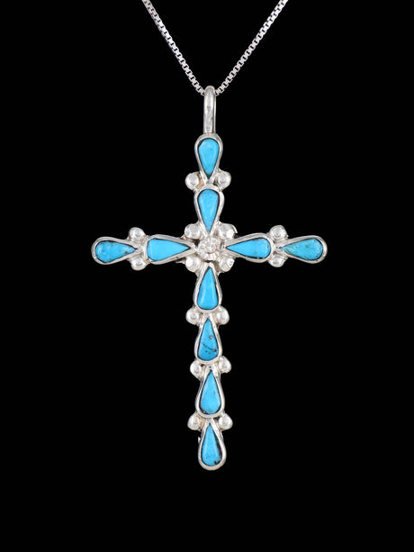 Sterling Silver Zuni Cross Necklace Pendant - PuebloDirect.com