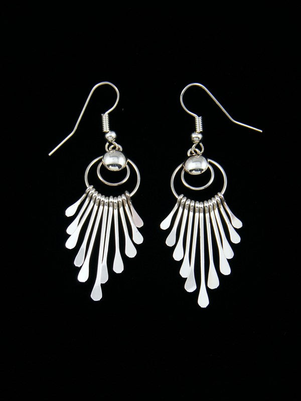 Navajo Sterling Silver Waterfall Dangle Earrings - PuebloDirect.com