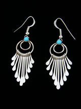Navajo Sterling Silver Turquoise Waterfall Dangle Earrings - PuebloDirect.com