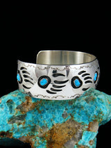 Navajo Turquoise Bear Paw Shadowbox Bracelet - PuebloDirect.com