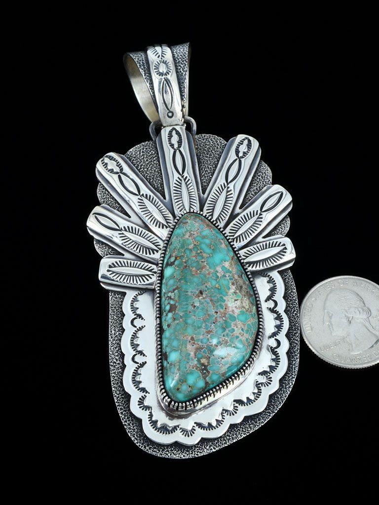 Native American Natural Damele Variscite Sterling Silver Pendant - PuebloDirect.com