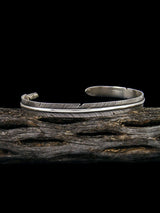 Medium Navajo Hand Cut Sterling Silver Feather Bracelet - PuebloDirect.com