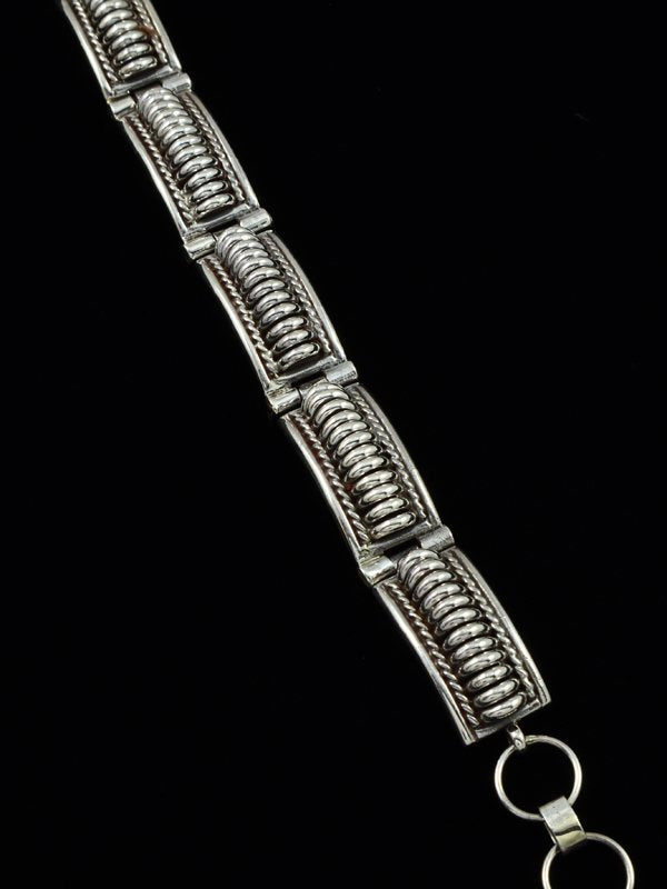 Native American Sterling Silver Sculpted Link Bracelet - PuebloDirect.com