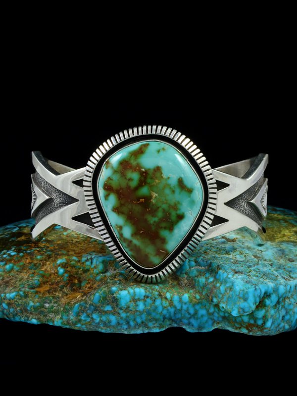 Native American Jewelry Royston Turquoise Sterling Silver Cuff Bracelet - PuebloDirect.com