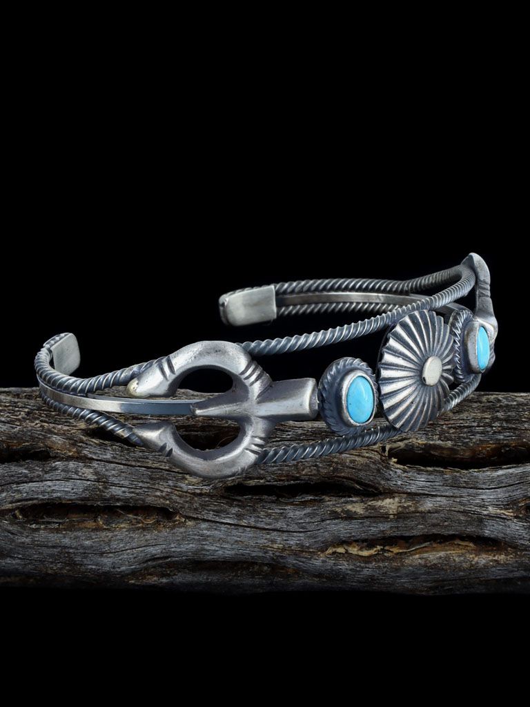 Native American Sterling Silver Turquoise Cuff Bracelet - PuebloDirect.com