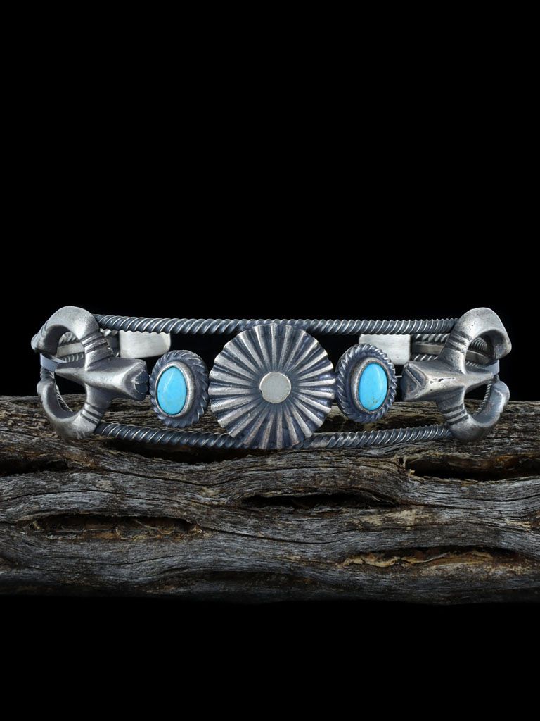 Native American Sterling Silver Turquoise Cuff Bracelet - PuebloDirect.com