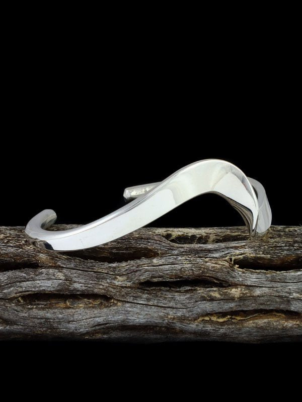 Navajo Sterling Silver Single Wave Cuff Bracelet - PuebloDirect.com