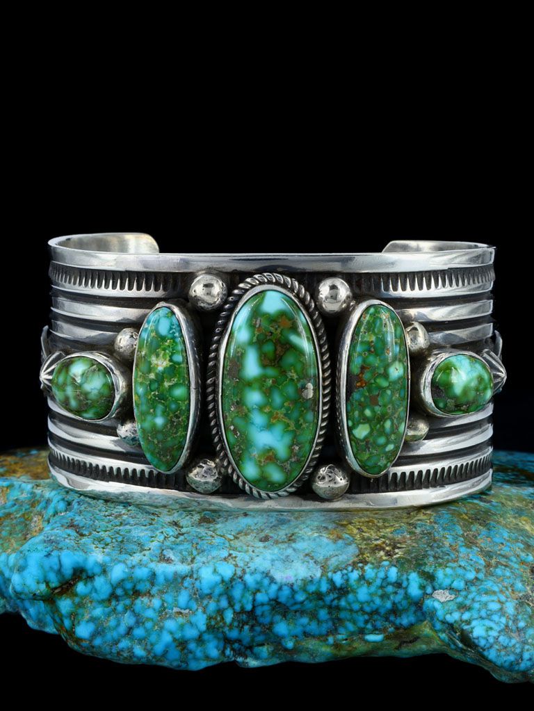 Native American Indian Jewelry Sonoran Gold Turquoise Cuff Bracelet - PuebloDirect.com