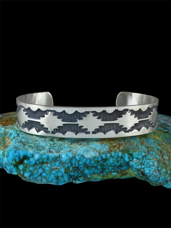 Native American Heavy Sterling Silver Cuff Bracelet - PuebloDirect.com