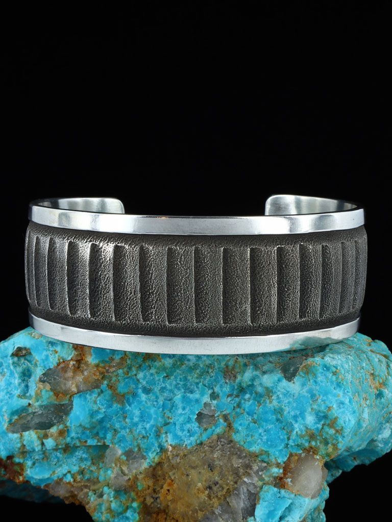Large Native American Jewelry Sterling Silver Cuff Bracelet - PuebloDirect.com