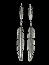 Navajo Sterling Silver Feather Post Earrings - PuebloDirect.com