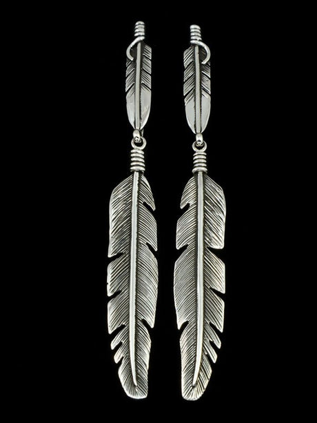 Navajo Sterling Silver Feather Post Earrings - PuebloDirect.com