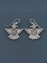 Navajo Sterling Silver Thunderbird Dangle Earrings - PuebloDirect.com