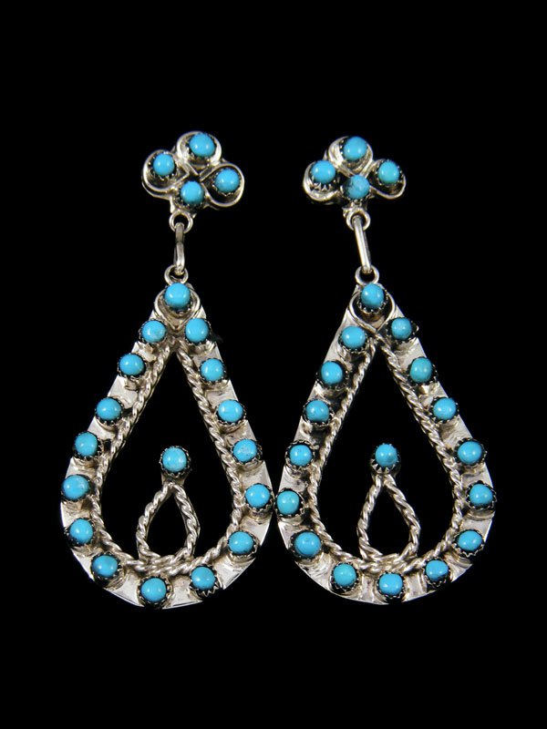 Native American Indian Jewelry Turquoise Zuni Post Earrings - PuebloDirect.com