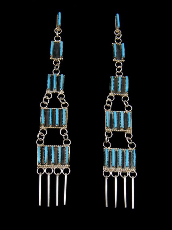 Native American Indian Jewelry Turquoise Zuni Post Earrings - PuebloDirect.com