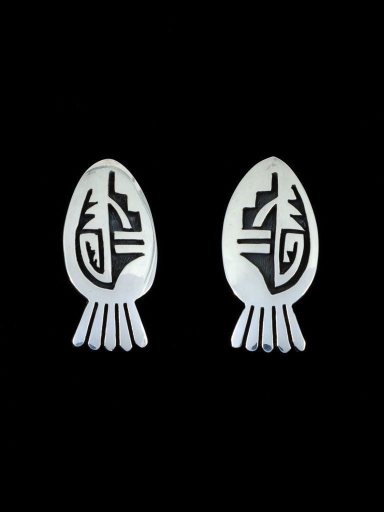 Sterling Silver Hopi Overlay Post Earrings - PuebloDirect.com