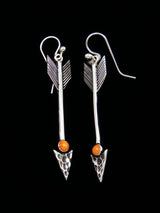 Native American Spiny Oyster Dangle Arrow Earrings - PuebloDirect.com