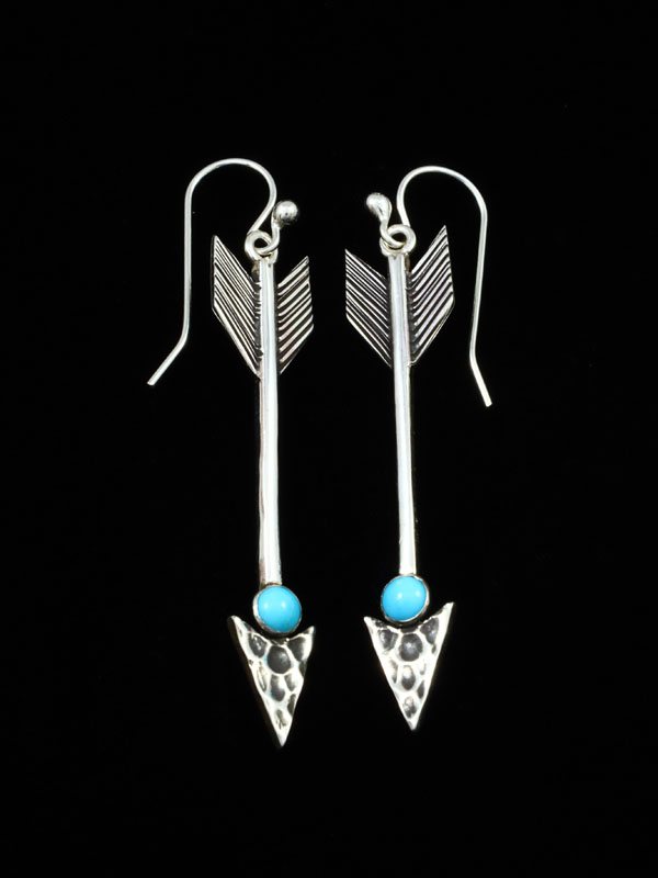 Native American Jewelry Turquoise Dangle Arrow Earrings - PuebloDirect.com