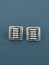 Navajo Sculpted Sterling Silver Post Earrings - PuebloDirect.com