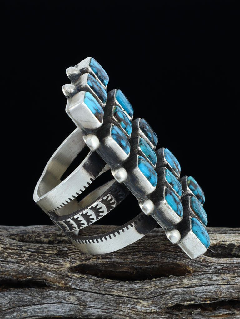 Natural Cloud Mountain Turquoise Sterling Silver Ring, Size 8 - PuebloDirect.com