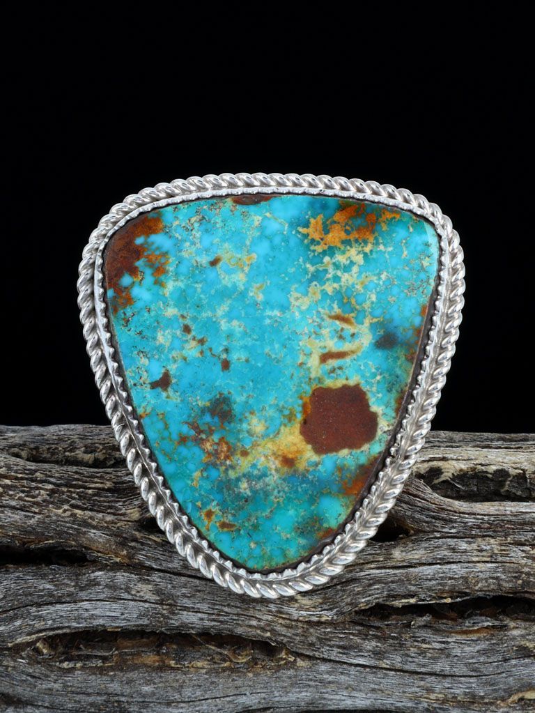 Natural Royston Turquoise Sterling Silver Ring, Size 9.5 - PuebloDirect.com
