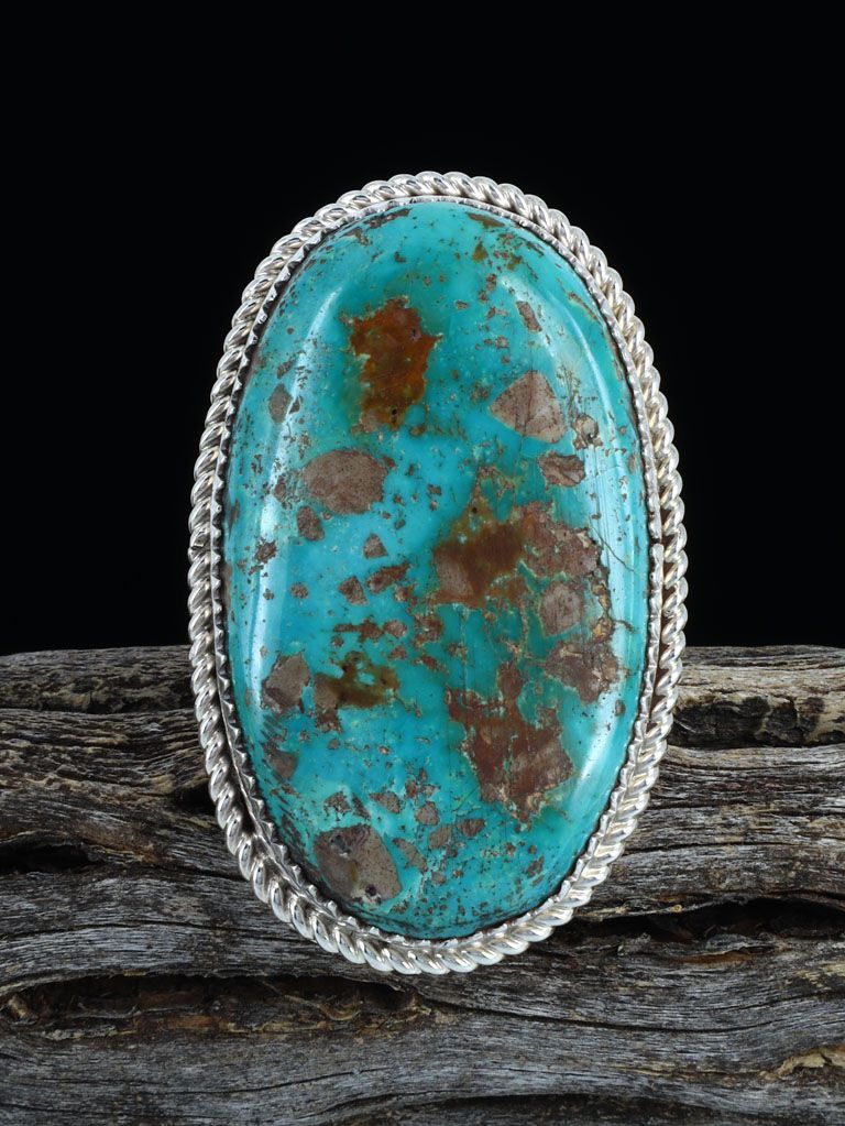 Natural Royston Turquoise Sterling Silver Ring, Size 9 - PuebloDirect.com