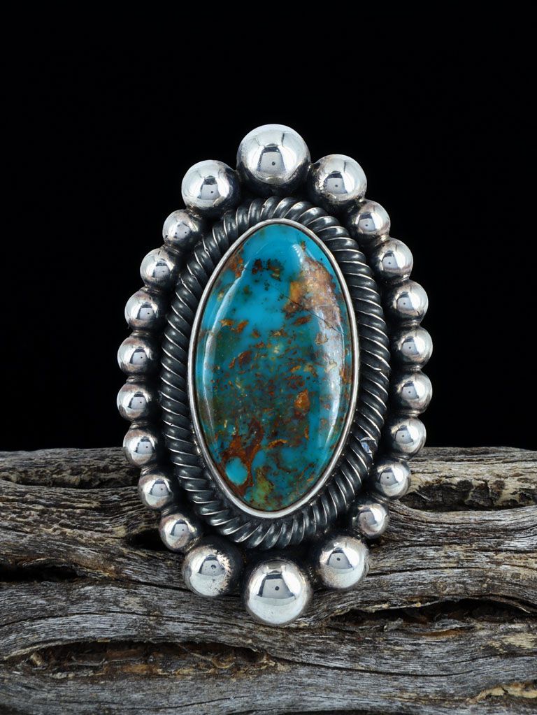 Natural Royston Turquoise Sterling Silver Ring, Size 7.5 - PuebloDirect.com