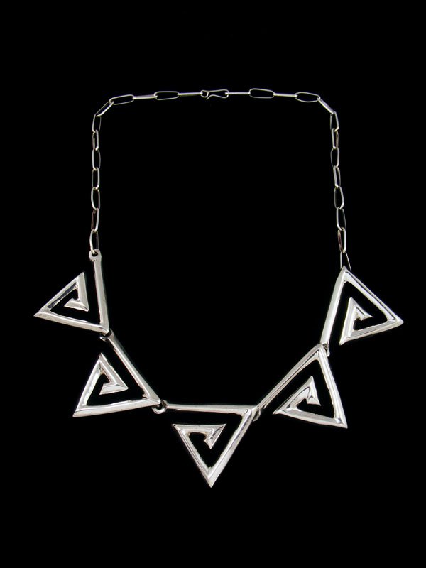Navajo Sterling Silver Triangle Choker Necklace - PuebloDirect.com