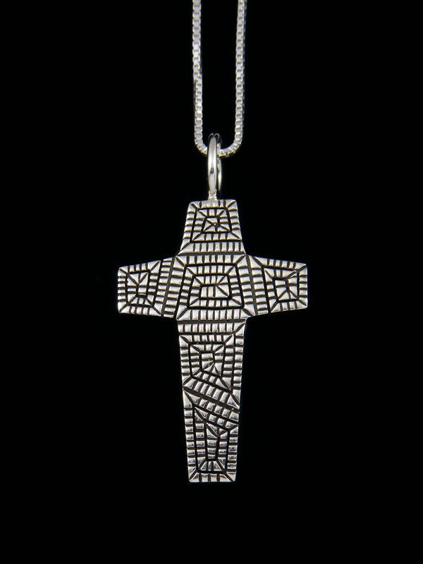 Native American Jewelry Sterling Silver Cross Pendant - PuebloDirect.com