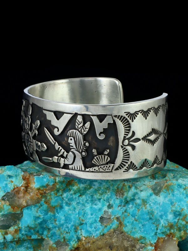 Native American Overlay Sterling Silver Cuff Bracelet - PuebloDirect.com