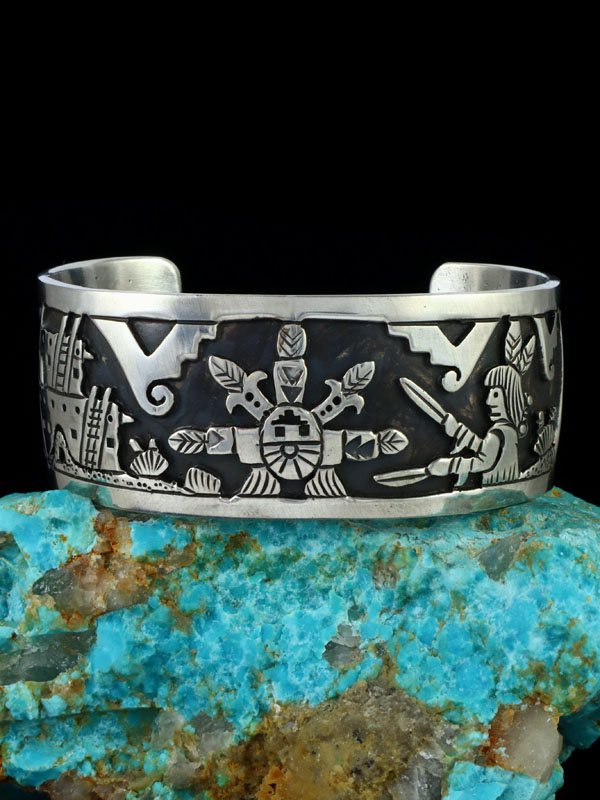 Native American Overlay Sterling Silver Cuff Bracelet - PuebloDirect.com