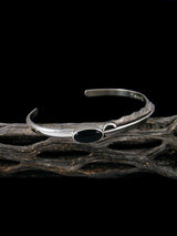 Native American Sterling Silver and Onyx Feather Bracelet - PuebloDirect.com