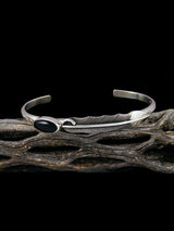 Native American Sterling Silver and Onyx Feather Bracelet - PuebloDirect.com