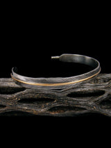 Native American Sterling Silver and 12kt Gold Feather Bracelet - PuebloDirect.com